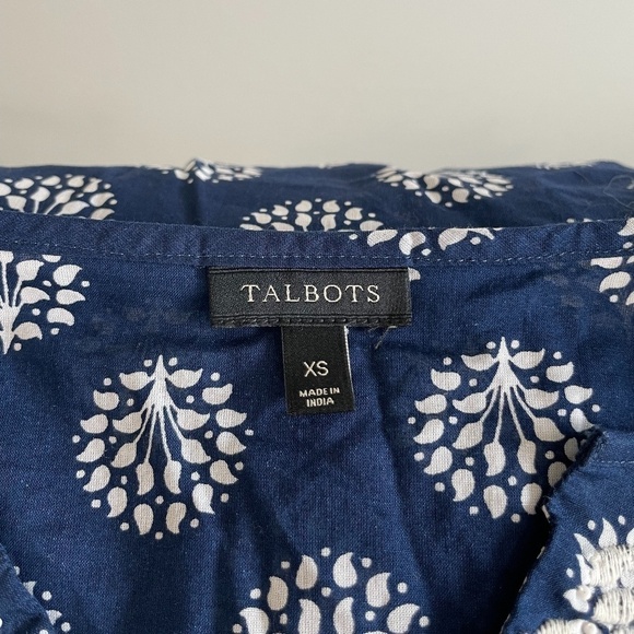 Talbots V-Neck Sheer 3/4 Sleeve Blue Top - Picture 6 of 7